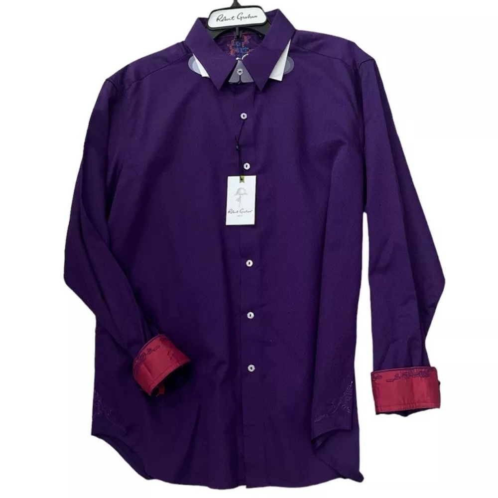 NWT ROBERT GRAHAM Burbank Men’s Shirt in Purple Size Large $198